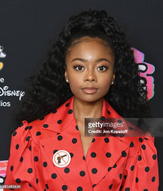 Skai Jackson attends the 2018 Radio Disney Music Awards at Loews Hollywood Hotel on June 22, 2018 in Hollywood, California.