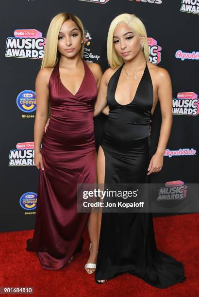 SiAngie Twins attends the 2018 Radio Disney Music Awards at Loews Hollywood Hotel on June 22, 2018 in Hollywood, California.