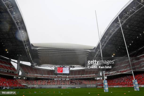 General view of the stadium prior to the rugby international match between Japan and Georgia at Toyota Stadium on June 23, 2018 in Toyota, Aichi,...