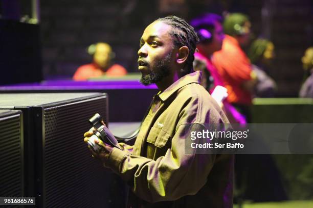 Kendrick Lamar attends the 2018 BET Experience Staples Center Concert, sponsored by COCA-COLA, at L.A. Live on June 22, 2018 in Los Angeles,...