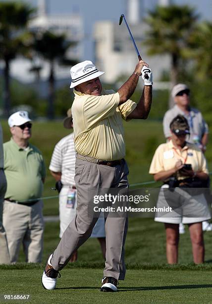 Jim Colbert competes in the second round of the Liberty Mutual Legends of Golf tournament, Saturday, April 24, 2004 in Savannah, Georgia.