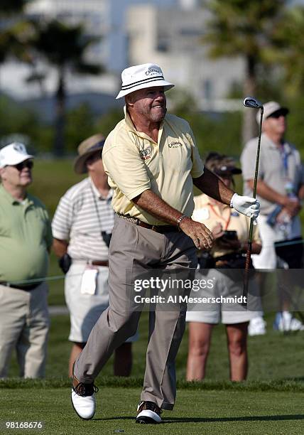 Jim Colbert competes in the second round of the Liberty Mutual Legends of Golf tournament, Saturday, April 24, 2004 in Savannah, Georgia.