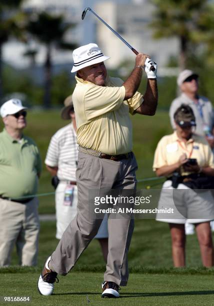 Jim Colbert competes in the second round of the Liberty Mutual Legends of Golf tournament, Saturday, April 24, 2004 in Savannah, Georgia.