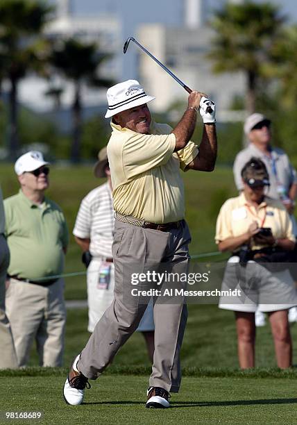 Jim Colbert competes in the second round of the Liberty Mutual Legends of Golf tournament, Saturday, April 24, 2004 in Savannah, Georgia.