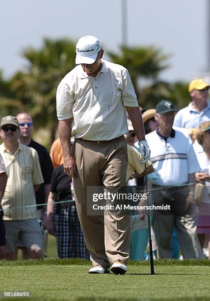 Hale Irwin competes in the second round of the Liberty Mutual Legends of Golf tournament, Saturday, April 24, 2004 in Savannah, Georgia. Irwin was...