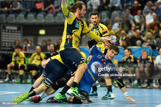 April 2018, Germany, Mannheim, Handball, Champions League, Rhine-Neckar Lions vs PGE Vive Kielce, Final Rounds, K.O.-Round, Quarter Finals...