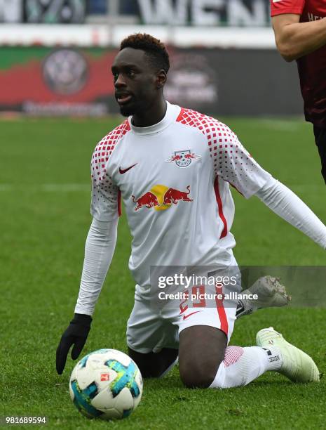 March 2018, Germany, Hannover: soccer, Bundesliga, Hannover 96 vs RB Leipzig in the HDI Arena. Leipzig's Jean-Kevin Augustin in action. Photo: Peter...