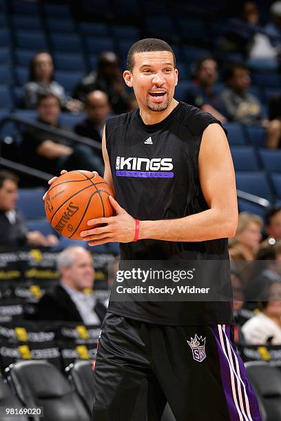 Francisco Garcia of the Sacramento Kings smiles before the Golden State Warriors against the Sacramento Kings during the game on February 17, 2009 at...