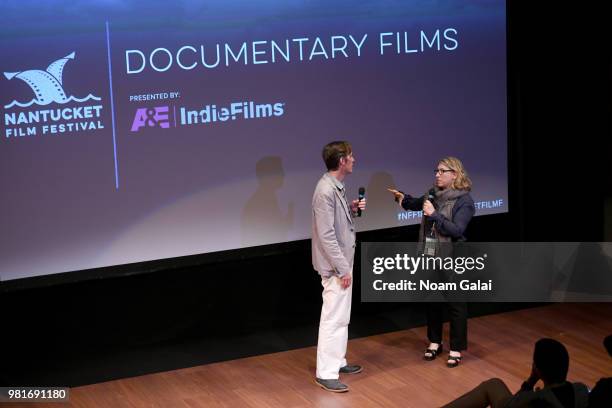 Dade Hayes and Lauren Greenfield speak onstage during the screening of 'Generation Wealth' at the 2018 Nantucket Film Festival - Day 3 on June 22,...
