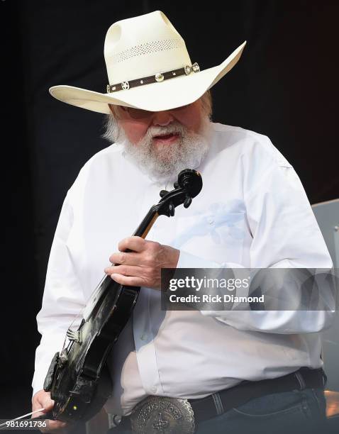 Charlie Daniels performs during Kicker Country Stampede - Day 2 at Tuttle Creek State Park on June 22, 2018 in Manhattan, Kansas.