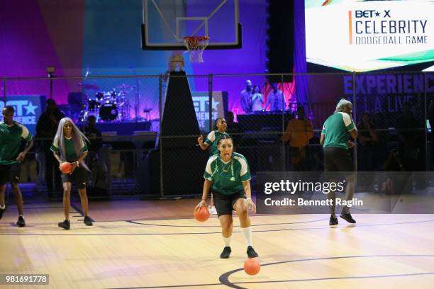 Bridget Kelly attends the Celebrity Dodgeball Game at 2018 BET Experience Fan Fest at Los Angeles Convention Center on June 22, 2018 in Los Angeles,...
