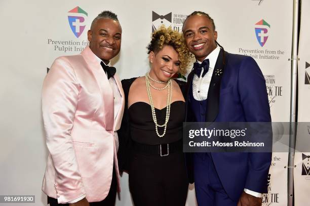 Bishop Oliver Clyde Allen III,actress Tisha Campbell-Martin and Rashad Burgess attend Vision Community Foundation 7th Annual Vision Community...