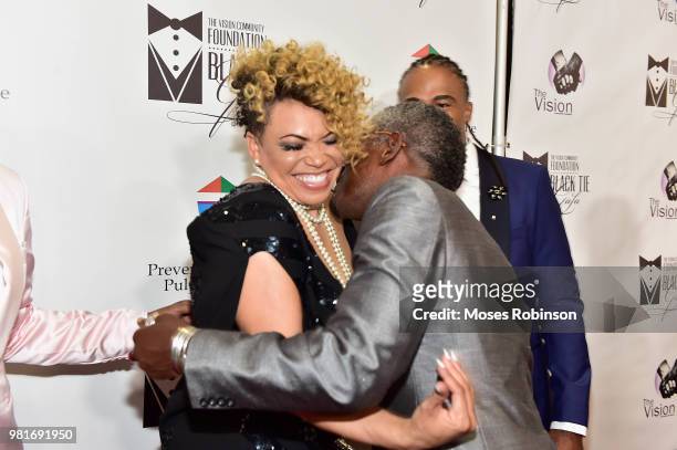Actress Tisha Campbell-Martin and actor TC Carson attend Vision Community Foundation 7th Annual Vision Community Foundation Black-Tie Gala at Atlanta...
