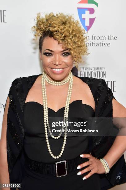 Actress Tisha Campbell-Martin attend Vision Community Foundation 7th Annual Vision Community Foundation Black-Tie Gala at Atlanta City Hall on June...