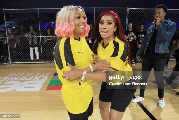 Rasheeda and Karlie Redd attend the Celebrity Dodgeball Game at 2018 BET Experience Fan Fest at Los Angeles Convention Center on June 22, 2018 in Los...