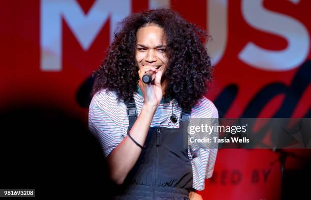 Trinidad Cardona performs at the Coca-Cola Music Studio at the 2018 BET Experience Fan Fest at Los Angeles Convention Center on June 22, 2018 in Los...