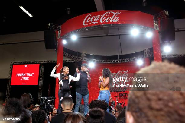 Guests attend the Coca-Cola Music Studio at the 2018 BET Experience Fan Fest at Los Angeles Convention Center on June 22, 2018 in Los Angeles,...