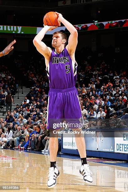 Andres Nocioni of the Sacramento Kings shoots during the game against the Golden State Warriors on February 17, 2009 at Oracle Arena in Oakland,...