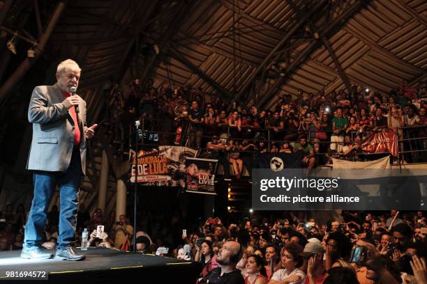 April 2018, Brazil, Rio de Janeiro: Luiz Inacio Lula da Silva, former president of Brazil, speaking at a political event. Despite a looming prison...