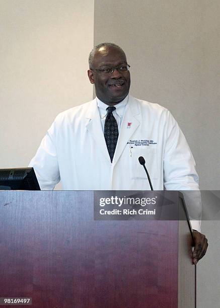 Dr. Preston Phillips MD addresses the press as the Tulsa Shock unveil their Jersey and Warren Clinic Orthopedic Surgery and Sports Medicine are named...