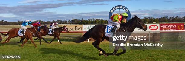 Lady Dee Dee ridden by Linda Meech wins the Dunstan Engineering 0 - 58 Handicap at Donald Racecourse on June 23, 2018 in Donald, Australia.