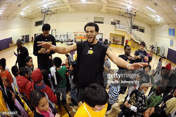 Keith Clark of the Los Angeles D-Fenders participates in a "Just Like You" workshop at Toyota Sports Center on February 10, 2010 in El Segundo,...