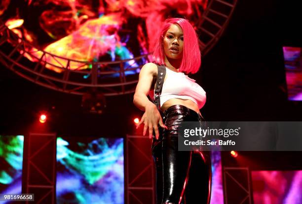 Teyana Taylor performs at 2018 BET Experience Staples Center Concert, sponsored by COCA-COLA, at L.A. Live on June 22, 2018 in Los Angeles,...