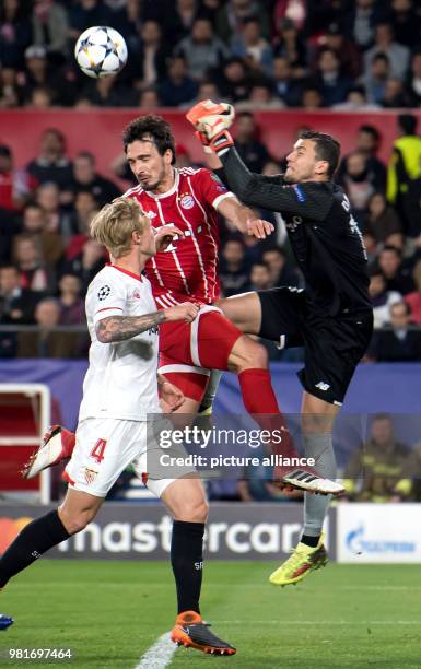 April 2018, Spain, Sevilla, Champions League, FC Sevilla vs FC Bayern Munich, K.O. Round, Quarterfinal, First leg at Ramon Sanchez Pizjuan Stadium:...