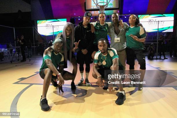 BlameitonKway, Jay'La Milan, Lil' Fizz, Bridget Kelly, Safaree, Ray J and Brooke Valentine attend the Celebrity Dodgeball Game at 2018 BET Experience...