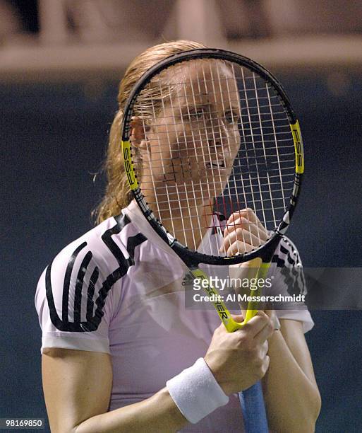 Meghann Shaughnessy falls to top-seeded Nadia Petrova 6 - 1, 6 - 3 in the 2006 WTA Bausch and Lomb Championship at Amelia Island Plantation in Amelia...