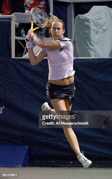 Meghann Shaughnessy falls to top-seeded Nadia Petrova 6 - 1, 6 - 3 in the 2006 WTA Bausch and Lomb Championship at Amelia Island Plantation in Amelia...