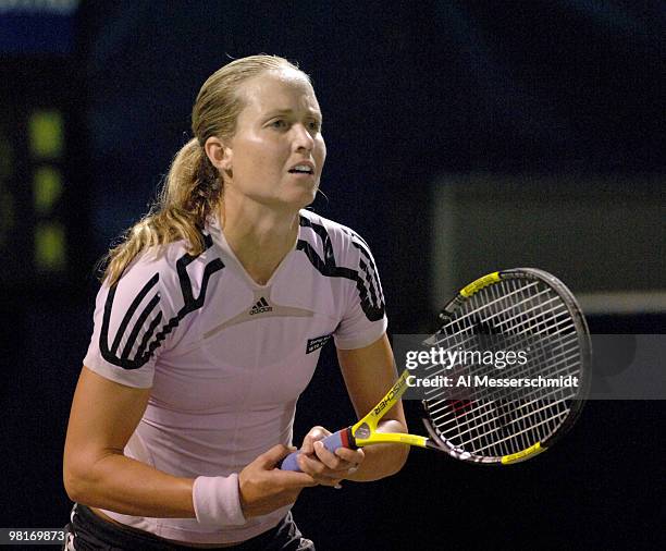 Meghann Shaughnessy falls to top-seeded Nadia Petrova 6 - 1, 6 - 3 in the 2006 WTA Bausch and Lomb Championship at Amelia Island Plantation in Amelia...