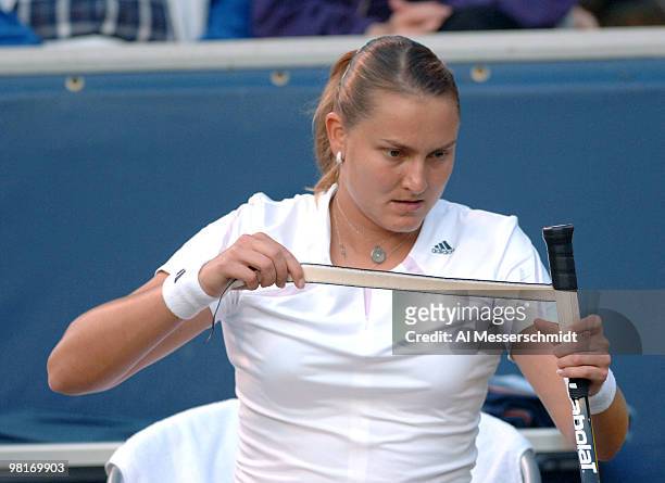 Top-seeded Nadia Petrova defeats Meghann Shaughnessy 6 - 1, 6 - 3 in the 2006 WTA Bausch and Lomb Championship at Amelia Island Plantation in Amelia...