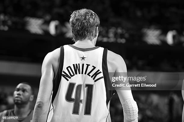 Dirk Nowitzki of the Dallas Mavericks stands on the court during the game against the Minnesota Timberwolves on February 5, 2010 at the American...