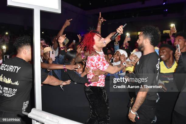 Trippie Redd performs at the BETX Main Stage, sponsored by Credit Karma, at 2018 BET Experience Fan Fest at Los Angeles Convention Center on June 22,...