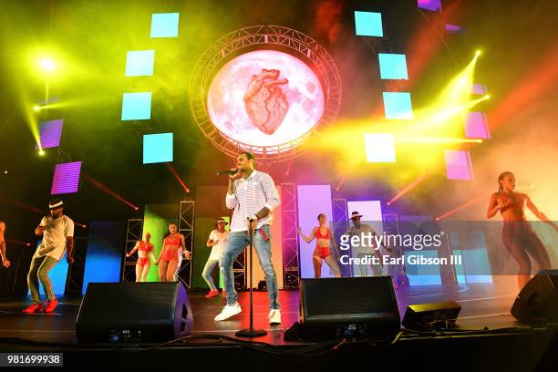 Chris Brown performs at 2018 BET Experience Staples Center Concert, sponsored by COCA-COLA, at L.A. Live on June 22, 2018 in Los Angeles, California.