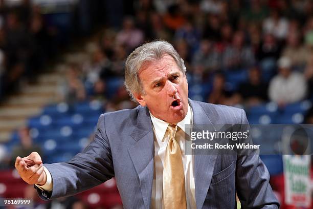 Head coach Paul Westphal of the Sacramento Kings reacts during the game against the Oklahoma City Thunder at Arco Arena on March 7, 2010 in...
