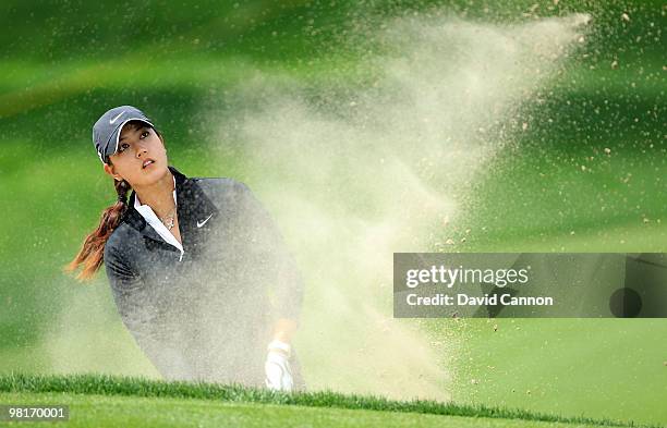 Michelle Wie of the USA at the 9th hole during the pro-am as a preview for the 2010 Kraft Nabisco Championship, on Dinah Shore Course at The Mission...