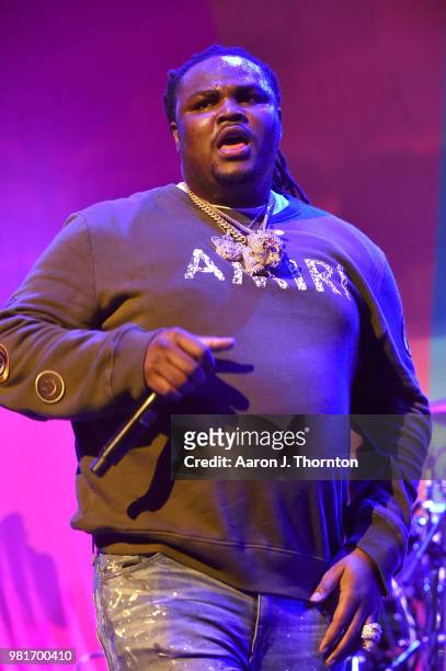 Tee Grizzley performs at the BETX Main Stage, sponsored by Credit Karma, at 2018 BET Experience Fan Fest at Los Angeles Convention Center on June 22,...