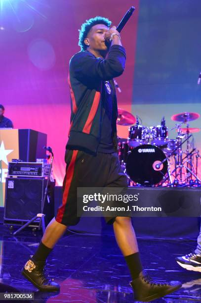 Lil Baby performs at the BETX Main Stage, sponsored by Credit Karma, at 2018 BET Experience Fan Fest at Los Angeles Convention Center on June 22,...