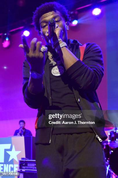 Lil Baby performs at the BETX Main Stage, sponsored by Credit Karma, at 2018 BET Experience Fan Fest at Los Angeles Convention Center on June 22,...