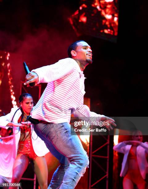 Chris Brown performs at 2018 BET Experience Staples Center Concert, sponsored by COCA-COLA, at L.A. Live on June 22, 2018 in Los Angeles, California.