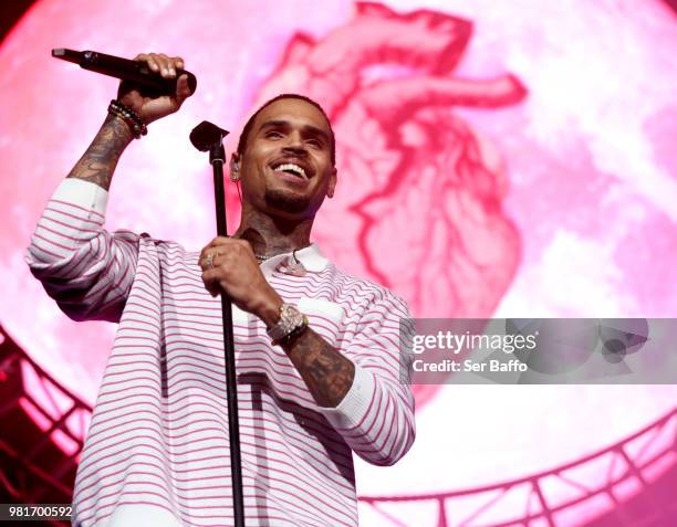 Chris Brown performs at 2018 BET Experience Staples Center Concert, sponsored by COCA-COLA, at L.A. Live on June 22, 2018 in Los Angeles, California.