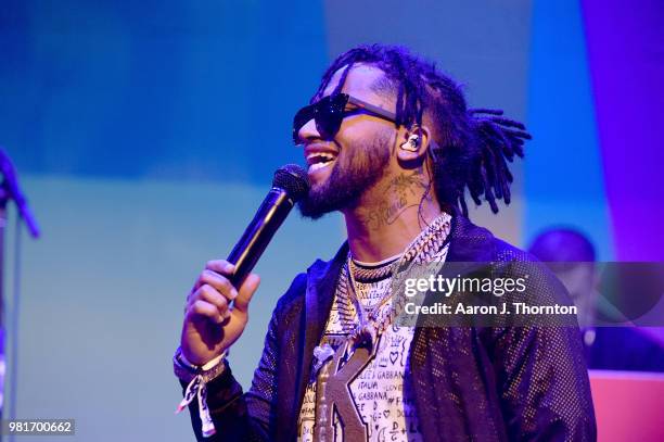 Bryant Myers performs at the BETX Main Stage, sponsored by Credit Karma, at 2018 BET Experience Fan Fest at Los Angeles Convention Center on June 22,...