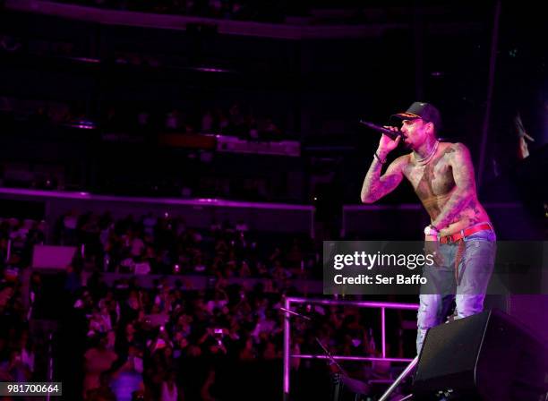 Chris Brown performs at 2018 BET Experience Staples Center Concert, sponsored by COCA-COLA, at L.A. Live on June 22, 2018 in Los Angeles, California.