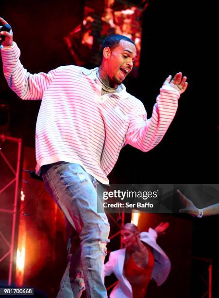 Chris Brown performs at 2018 BET Experience Staples Center Concert, sponsored by COCA-COLA, at L.A. Live on June 22, 2018 in Los Angeles, California.