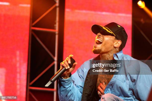 Chris Brown performs at 2018 BET Experience Staples Center Concert, sponsored by COCA-COLA, at L.A. Live on June 22, 2018 in Los Angeles, California.