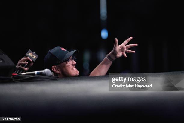 Beadle & Grimm's co-founder and actor Matthew Lillard speaks from off stage during ACE Comic Con on June 22, 2018 at WaMu Theatre in Seattle,...