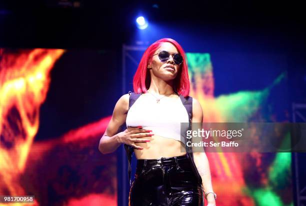 Teyana Taylor performs at 2018 BET Experience Staples Center Concert, sponsored by COCA-COLA, at L.A. Live on June 22, 2018 in Los Angeles,...