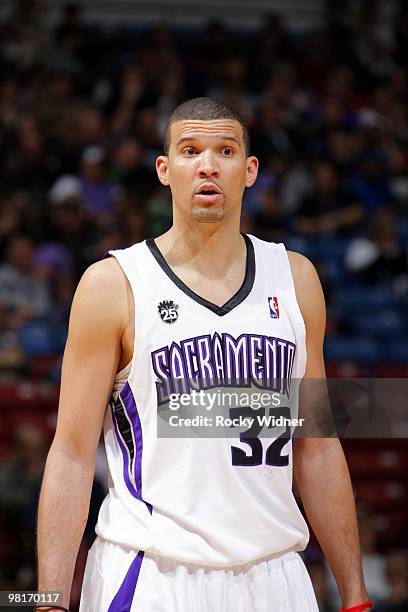 Francisco Garcia of the Sacramento Kings looks on during the game against the Oklahoma City Thunder at Arco Arena on March 7, 2010 in Sacramento,...